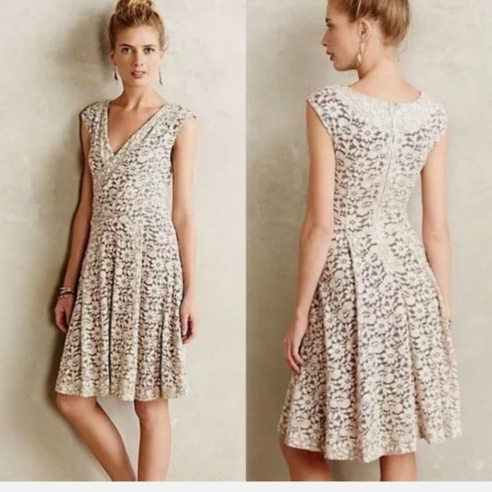 Anthropologie Maeve Brushed Lace Dress Small
